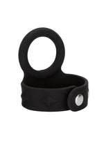 Silicone Tri-Snap Scrotum Support Cock Ring - Black - Large