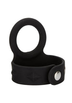 Silicone Tri-Snap Scrotum Support Cock Ring - Black - Medium