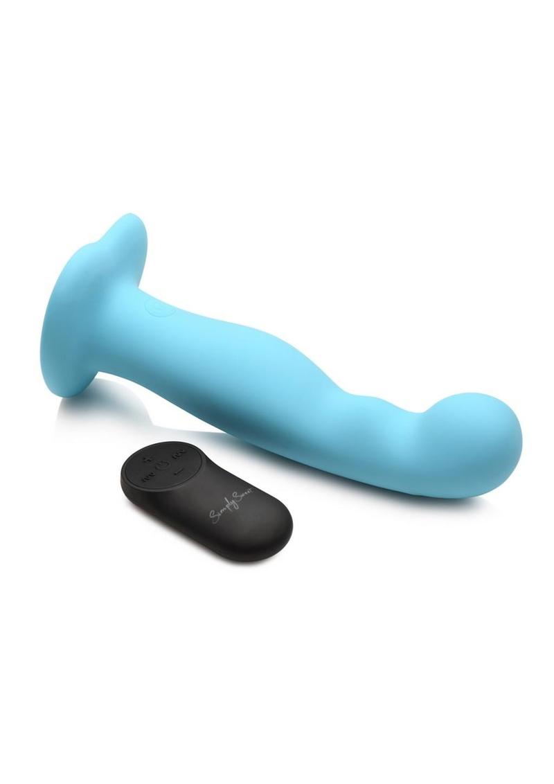 Simply Sweet 21x Vibrating Thick Rechargeable Silicone Dildo with Remote - Teal