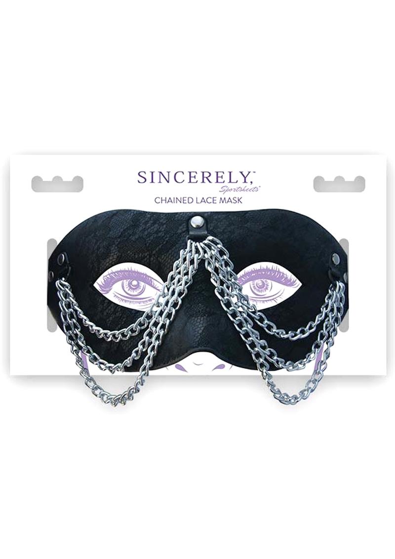 Sincerely Chained Lace Mask - Black/Metal