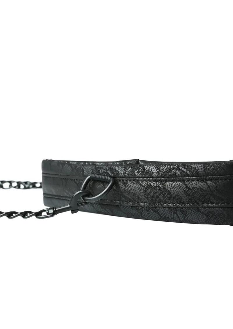 Sincerely Lace Adjustable Collar and Leash - Black - Set