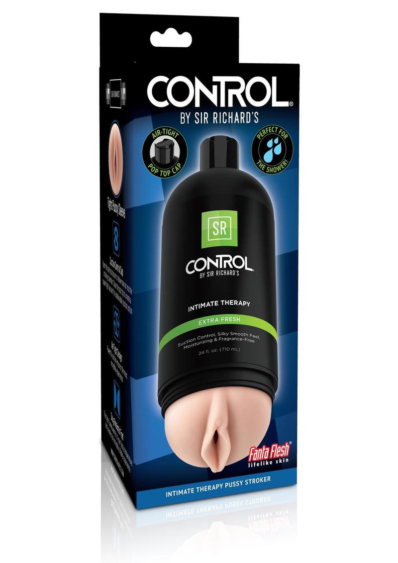 Sir Richard's Control Intimate Therapy-Extra Fresh Masturbator - Pussy - Black/Vanilla