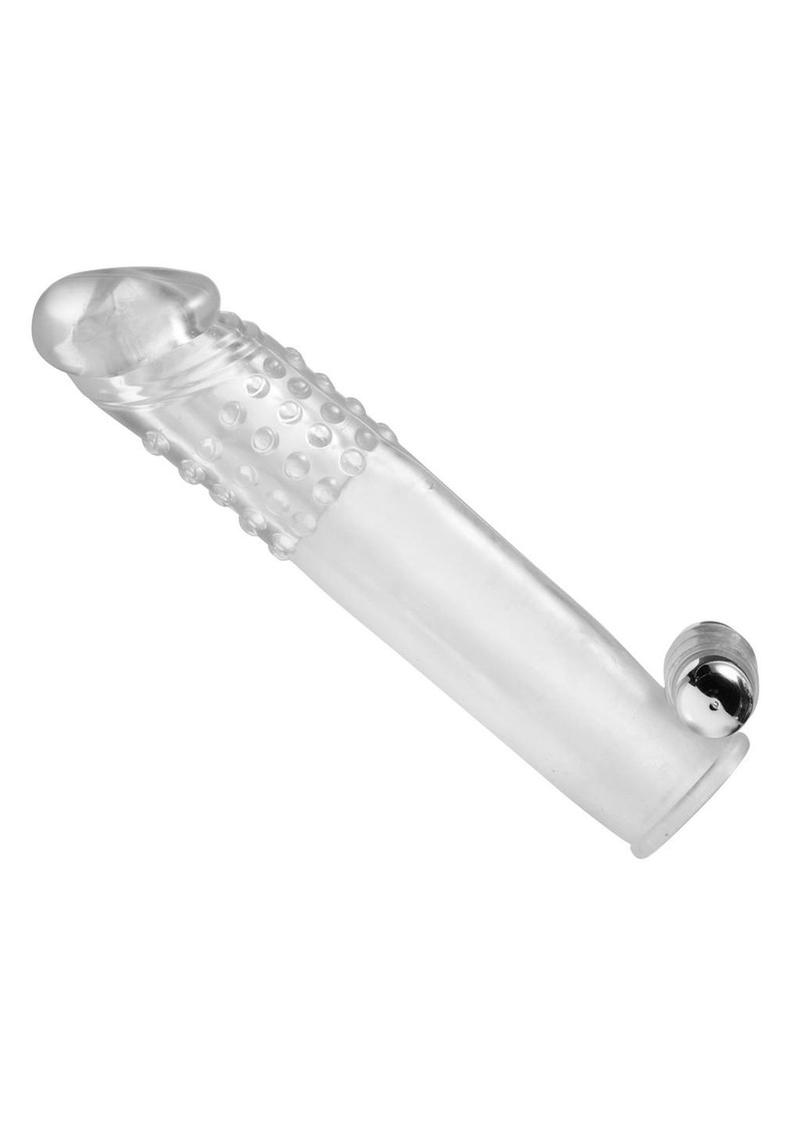 Size Matters Clear Sensations Penis Extender Vibro Sleeve with Bullet - Clear