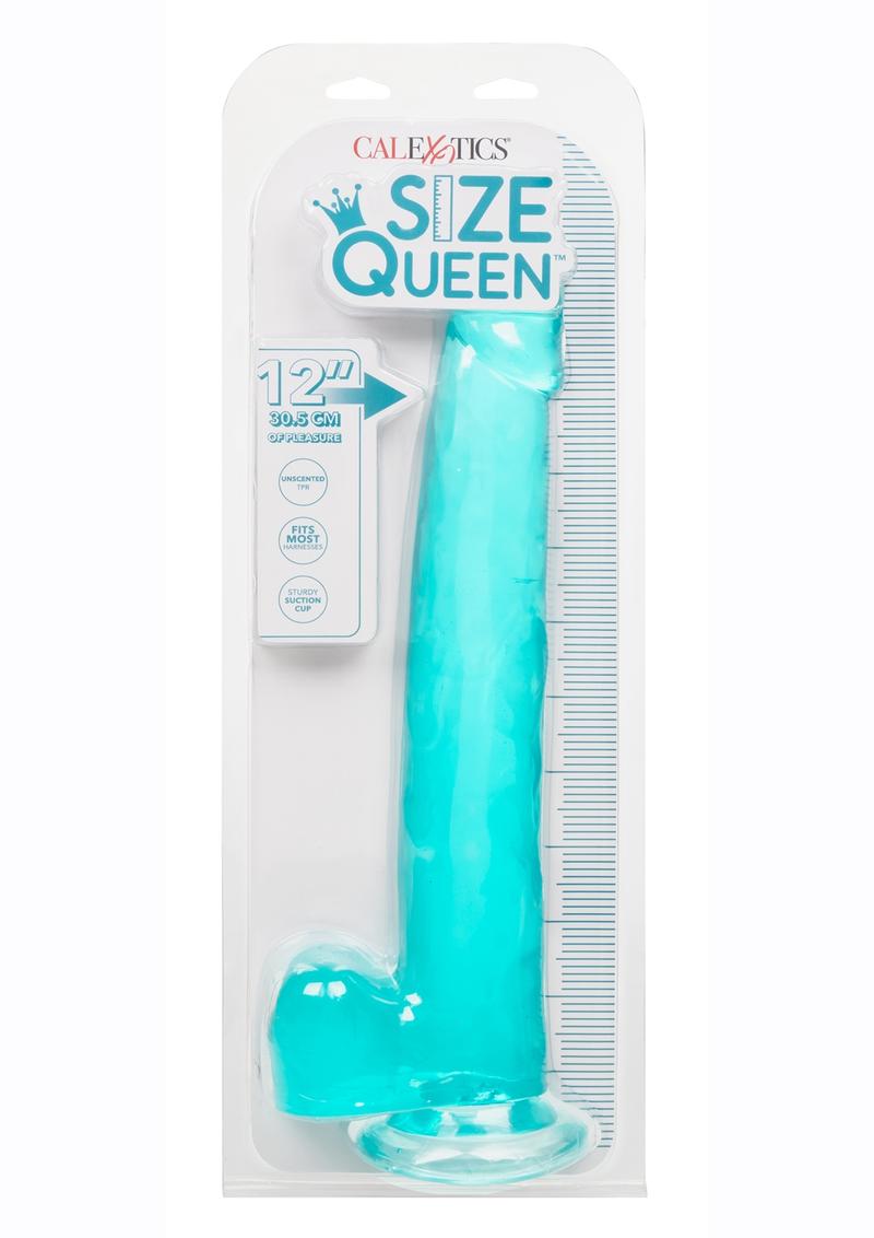 Size Queen Dildo with Balls - Blue - 12in