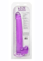 Size Queen Dildo with Balls - Purple - 12in