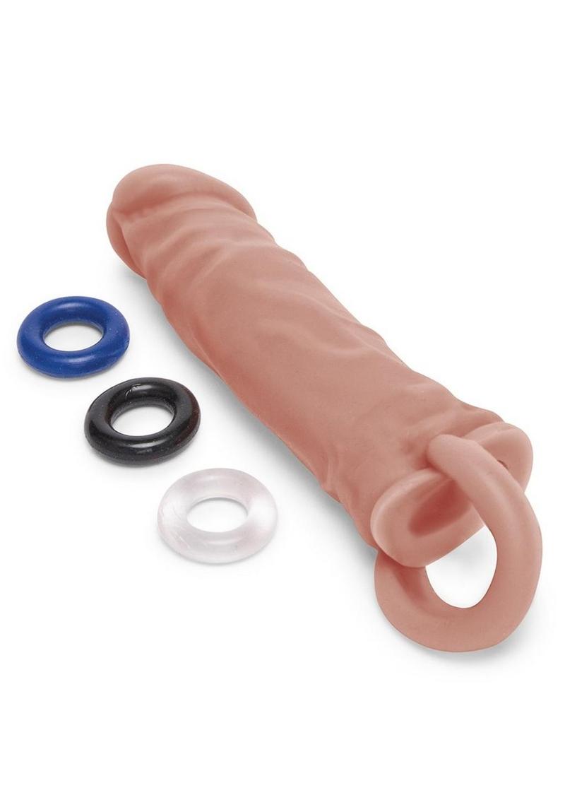 Size Up Silicone Realistic Penis Extender with Ball Loop - Caramel - 1in