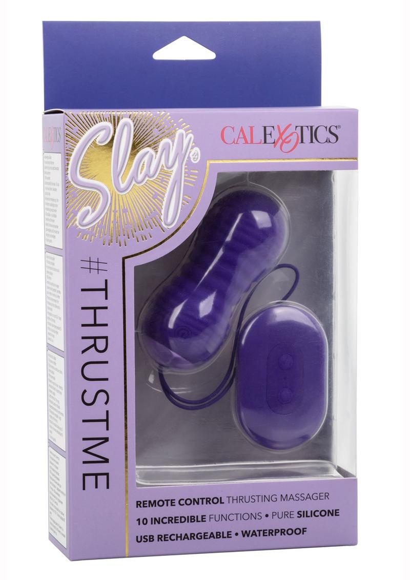 Slay #Thrustme Silicone Rechargeable Thrusting Rotating Vibrator with Remote