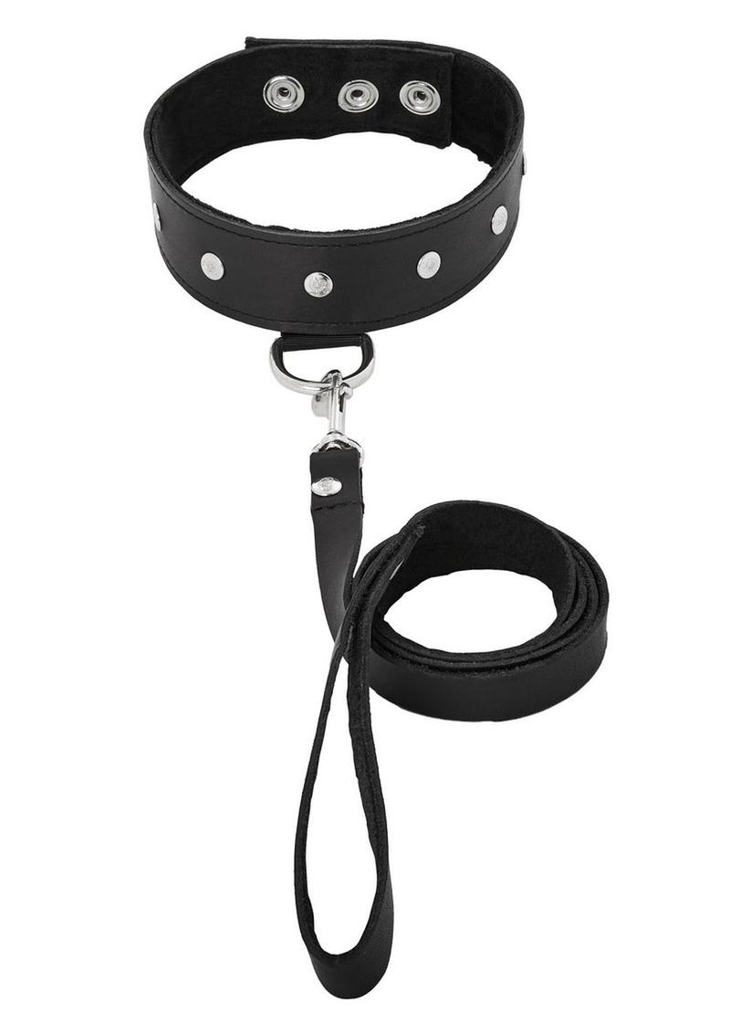 Sportsheets Leather Leash and Collar - Black