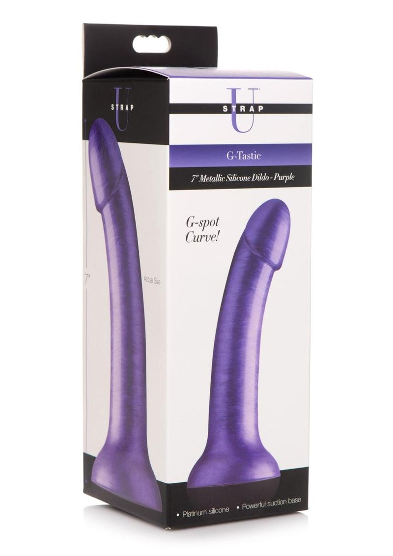 Strap U G-Tastic Metallic Silicone Dildo - Purple - 7in