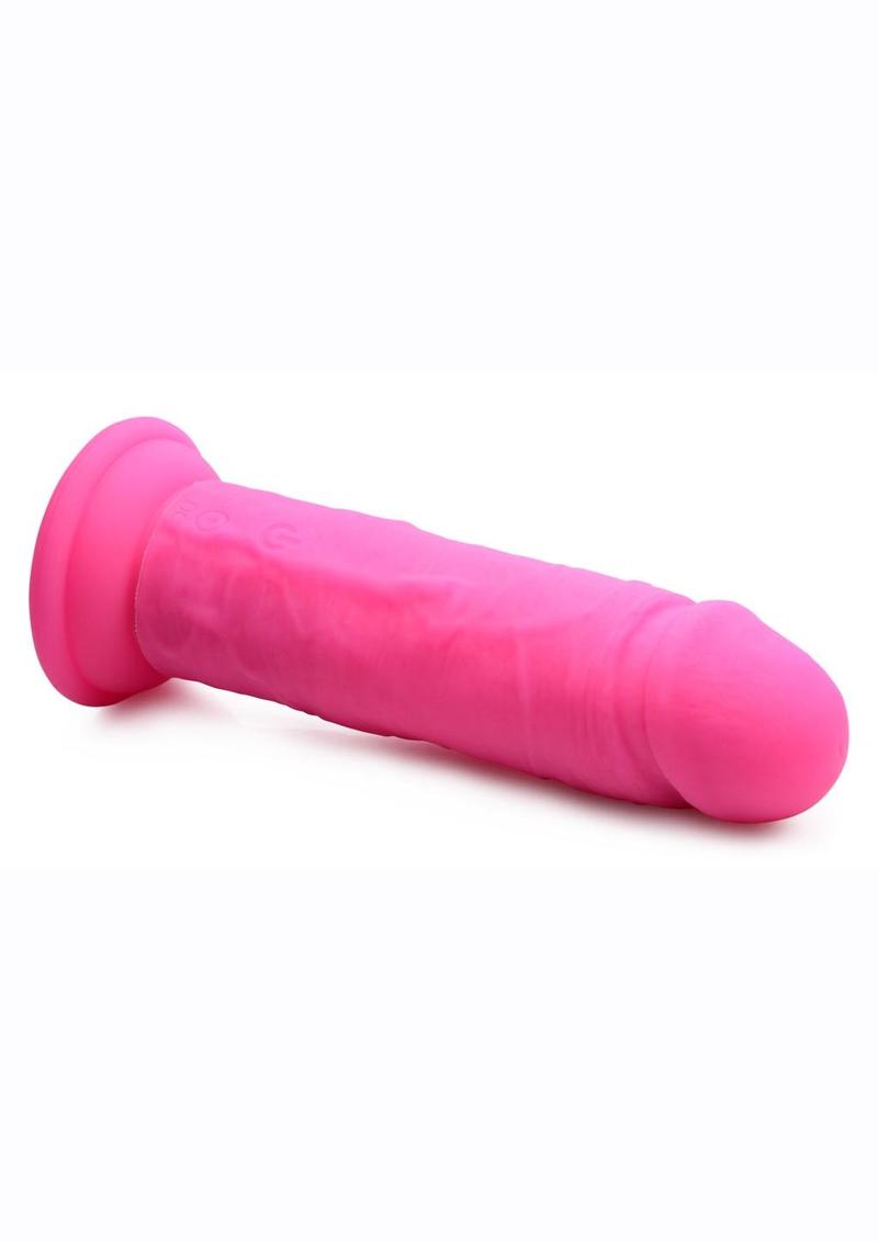 Strap U Power Player 28x Vibrating Silicone Rechargeable Dildo 6.5in with Remote Control - Pink