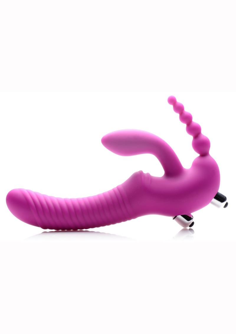 Strap U Regal Rider Vibrating Silicone Strapless Strap-On Triple G 6in Dildo