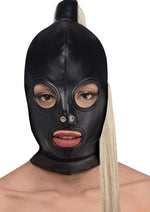 Strict Blonde Ponytail Bondage Hood - Black