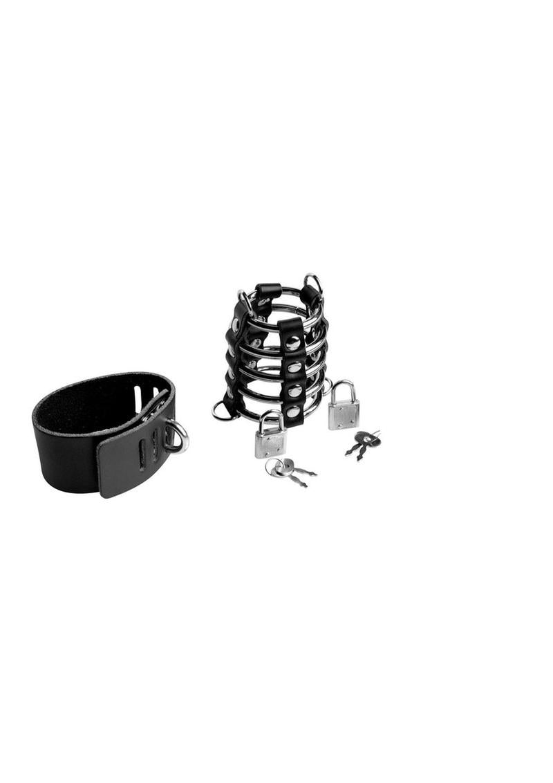 Strict Gates Of Hell Chastity Device - Black/Metal