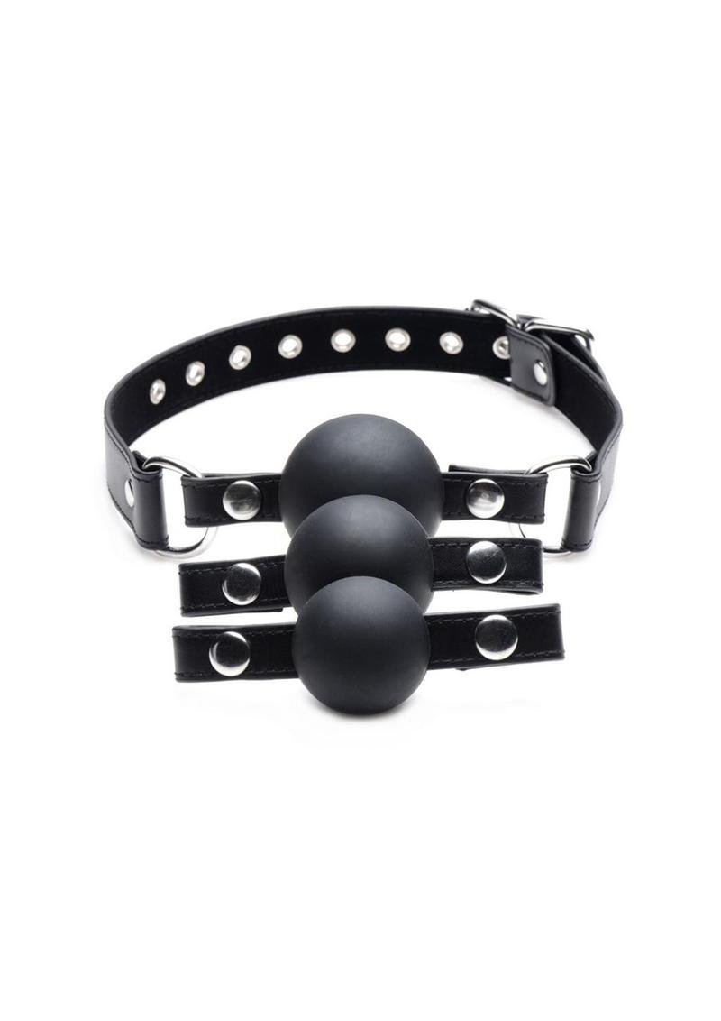 Strict Interchangeable Silicone Ball Gag - Black - Set