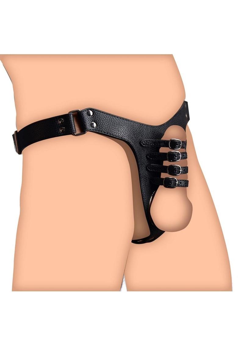 Strict Male Chastity Harness - Black