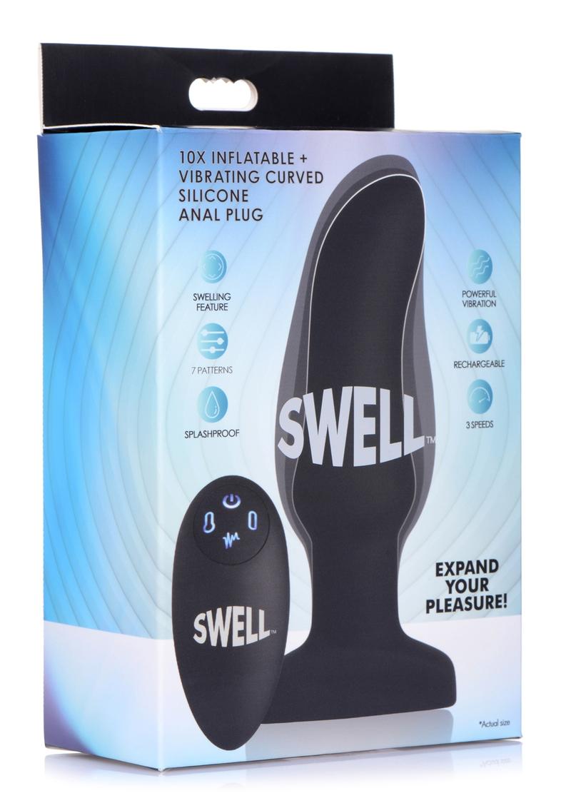 Swell Inflatable Rechargeable Silicone Vibrating Curved Anal Plug