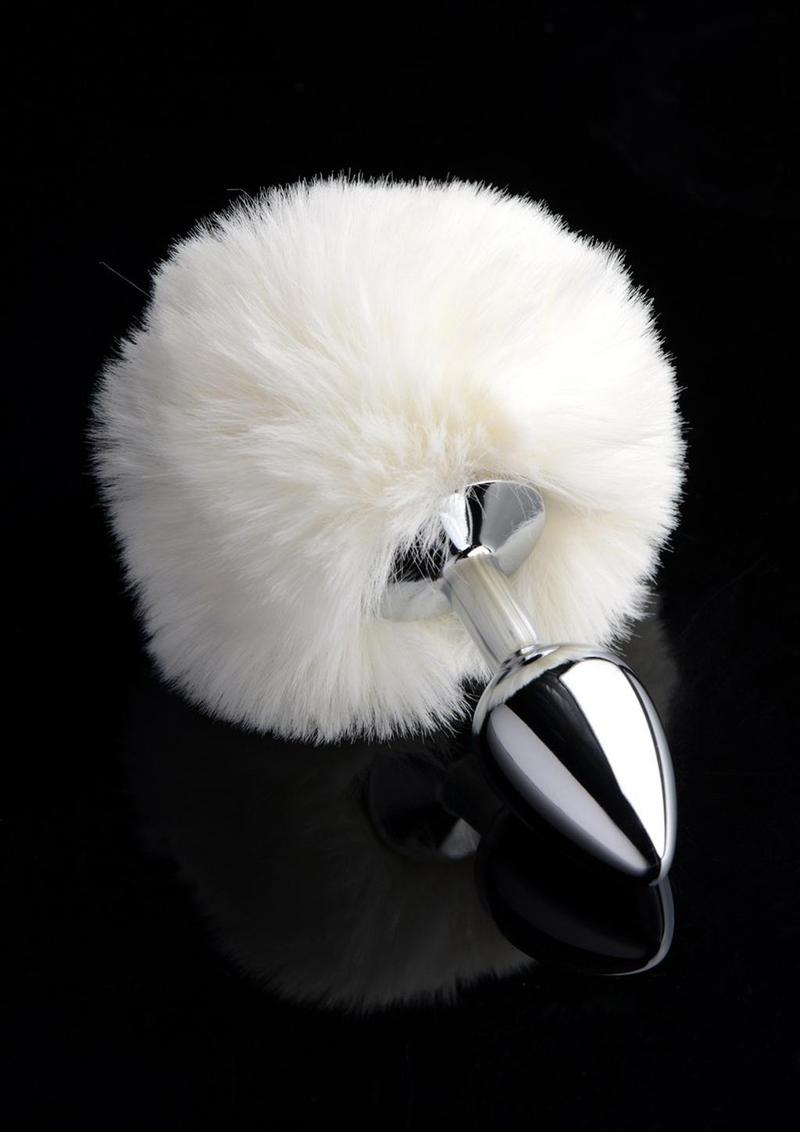 Tailz Fluffy Bunny Tail Anal Plug - Metal/White