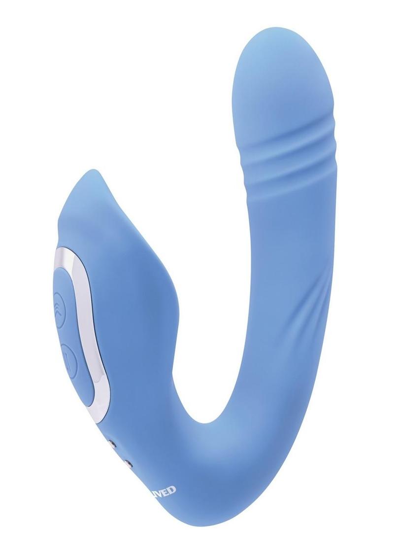 Tap and Thrust Rechargeable Silicone Vibrator with Clitoral Stimulation