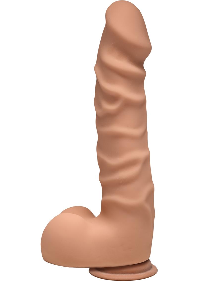 The D Ragin D Ultraskyn Dildo with Balls - Brown/Caramel - 7.5in