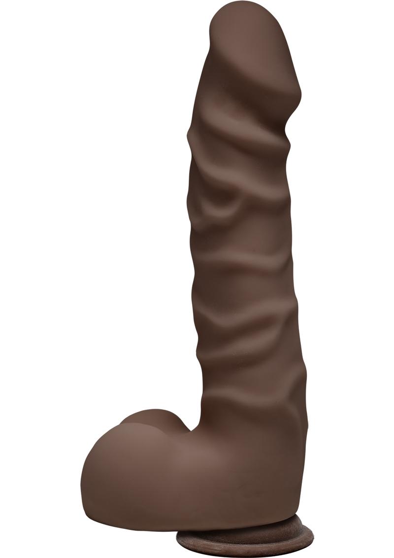 The D Ragin D Ultraskyn Dildo with Balls - Black/Chocolate - 7.5in