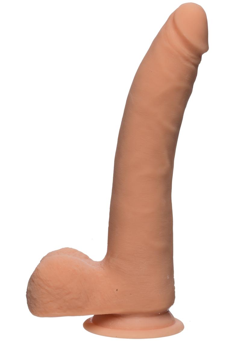 The D Realistic D Ultraskyn Slim Dildo with Balls - Flesh/Vanilla - 9in