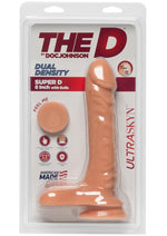 The D Super D Ultraskyn Dildo with Balls - Flesh/Vanilla - 8in