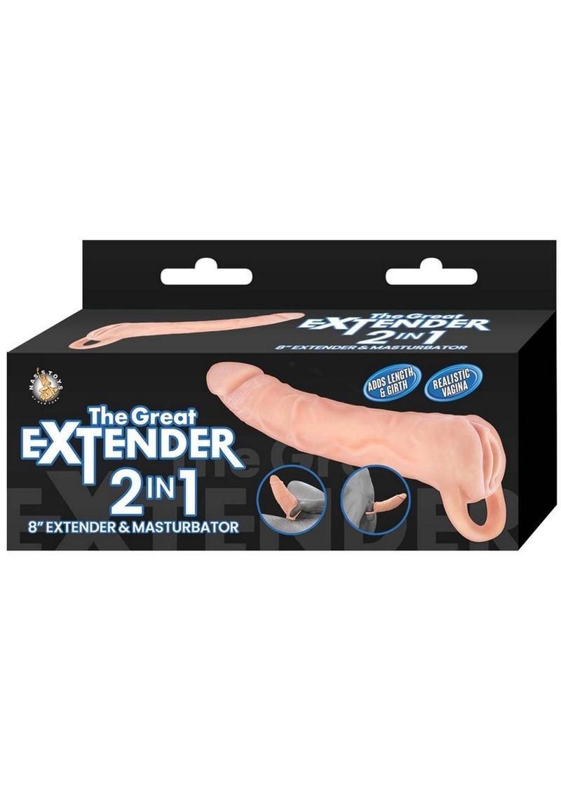 The Great Extender 2 In 1 Extender and Masturbator - Vanilla - 8in