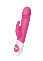 The Thrusting Rabbit Rechargeable Silicone Vibrator with Clitoral Stimulation - Pink