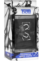 Tom Of Finland Neoprene Wrist Cuffs with Locks - Black