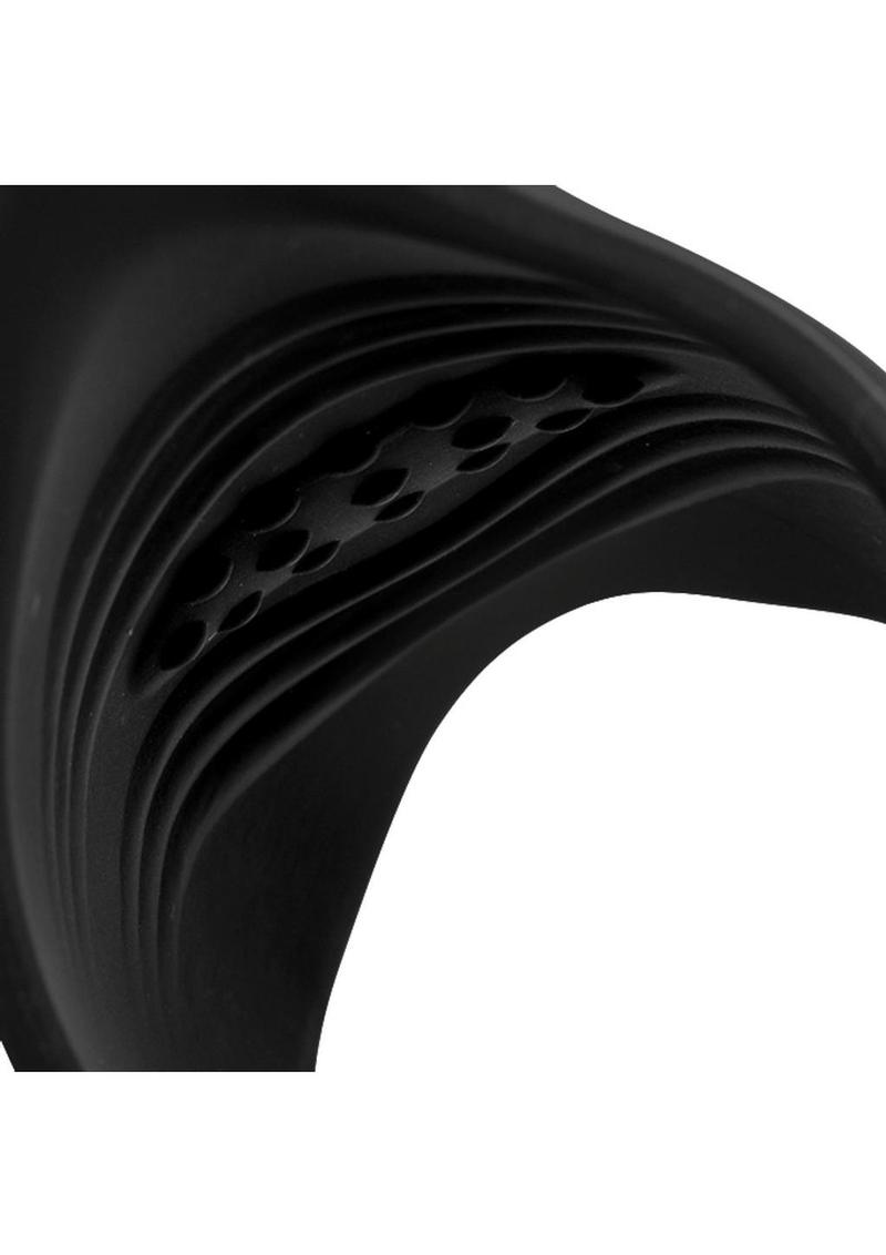 Trinity Men 10x Pleasure Stroke Penis Vibrating Silicone Sleeve - Black