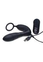 Under Control Rechargeable Silicone Prostate Vibrator and Cock Strap with Remote Control - Black