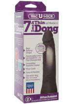 Vac-U-Lock Ultraskyn Thin Dildo - Black/Chocolate - 7in