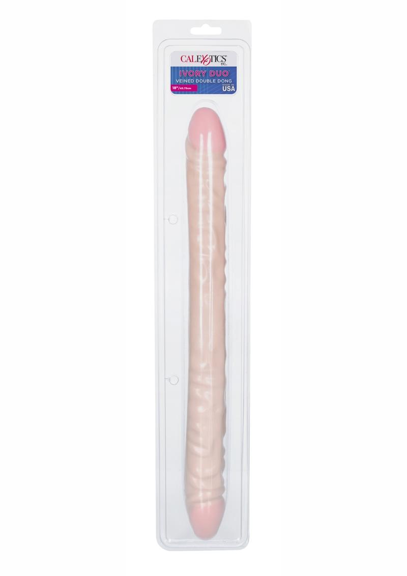 Vanilla Duo Veined Double Dildo - Ivory/Vanilla - 18in