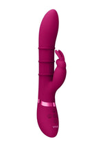 Vive Kura Rechargeable Silicone Triple Motor Up and Down Vibrating Triple Ring Rabbit - Pink