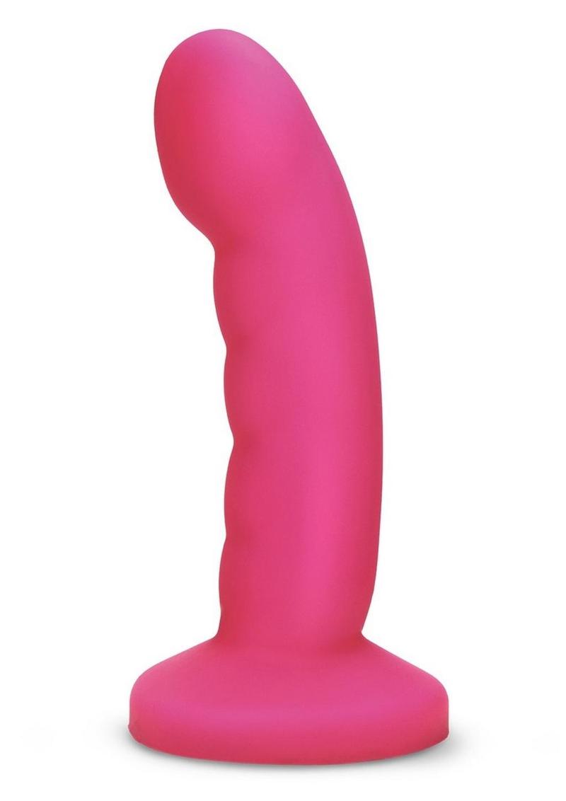 WhipSmart Curved Ripple Remote Control Silicone Rechargeable G-Spot/P-Spot Dildo - Hot Pink/Pink - 6in