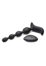 Zeus Shock Beads 80x Vibrating and E-Stim Rechargeable Silicone Anal Beads with Remote Control - Black